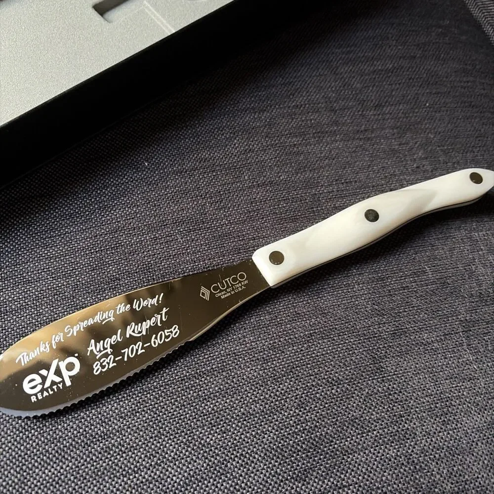 Cutco 1768 Pearl Handle Serrated Spatula Spreader Knife NEW IN BOX ENGRAVED